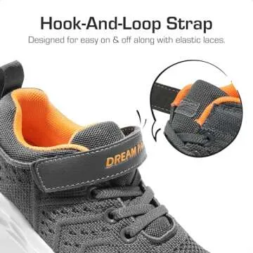 DREAM PAIRS Boys Girls Shoes Kids Tennis EZ-Ons GoGetters Running Athletic School Sneakers for Little/Big Kid,Size 2 Little Kid,Grey/Orange,KD18001K