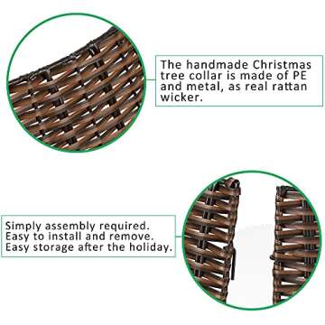 Handmade Rattan Wicker Christmas Tree Collar for Holiday Decor