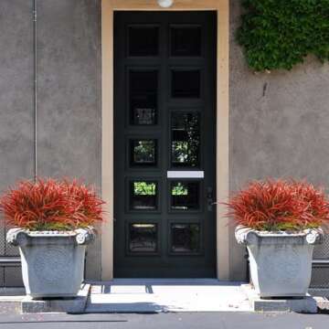 Uieke 28 Bundles Artificial Outdoor Plants UV Resistant Fake Grass Plants Faux Plastic Plants Greenery Shrubs for Home Garden Pathway Window Box Front Porch Cemetery Fall Decor, Autumn Red