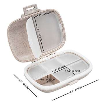 Kcmwsy Travel Pill Organizer - 8 Compartment Case