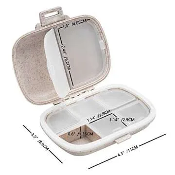 Kcmwsy Travel Pill Organizer - 8 Compartment Case