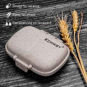 Kcmwsy Travel Pill Organizer - 8 Compartment Case