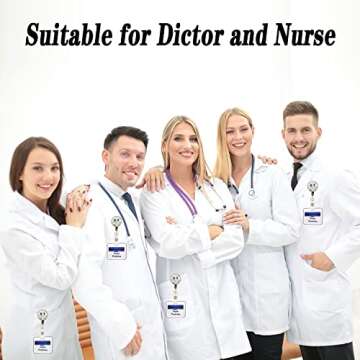 bestchoice000 Smiley Retractable Badge Holders, Bling Smiley Badge Reels With Alligator Clip Cute Name Id Card Badge Holder For Nurses, Doctors, Student, Office Worker, Office Employee (F-4)