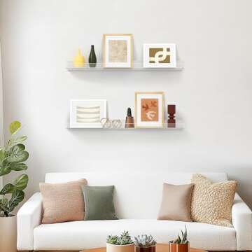 Famyards 24 inch Clear Acrylic Floating Shelves Wall, Bookshelf for Kids, Magazine Rack, Picture Led...