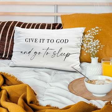 Knibeo Give It to God and Go to Sleep, Decorative Pillows Covers for Bed, Throw Pillows Cover for Be...