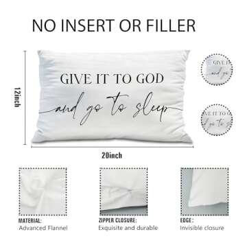 Knibeo Give It to God and Go to Sleep, Decorative Pillows Covers for Bed, Throw Pillows Cover for Bed,12x20 Pillow Cover,Decorative Bed Pillows for Bedroom Room(12x20, White)