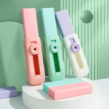 M&G Erasers: Cute Soft Sliding Retractable - 4+1 Pack