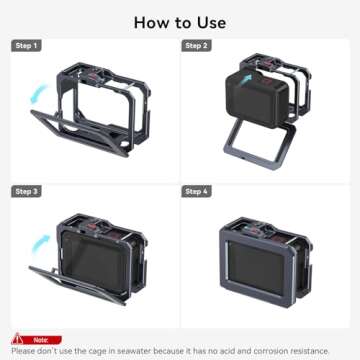 SMALLRIG Hero13 / Hero12 / Hero11 / Hero 10 / Hero 9 Black Cage for GoPro, Compatible with the Lens Filter Max Lens on Camera, with 2 Cold Shoe Mount for Microphone and Led Video Light - 3084C