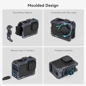 SMALLRIG Hero13 / Hero12 / Hero11 / Hero 10 / Hero 9 Black Cage for GoPro, Compatible with the Lens Filter Max Lens on Camera, with 2 Cold Shoe Mount for Microphone and Led Video Light - 3084C