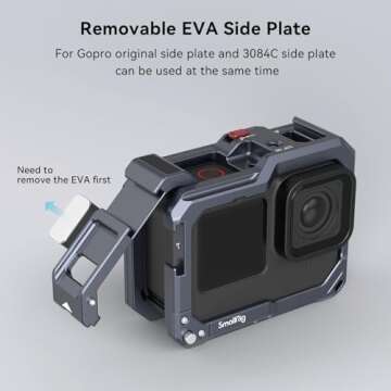 SMALLRIG Hero13 / Hero12 / Hero11 / Hero 10 / Hero 9 Black Cage for GoPro, Compatible with the Lens Filter Max Lens on Camera, with 2 Cold Shoe Mount for Microphone and Led Video Light - 3084C