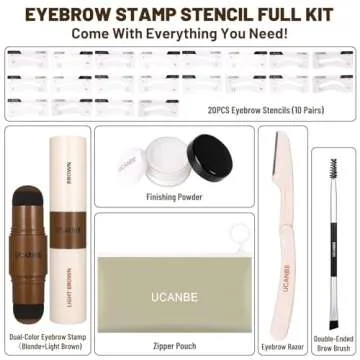 UCANBE 25PCS Eyebrow Stamp Stencil Kit With Dual-Color Eyebrow Stamp Pomade,20 Reusable Eyebrow Sten...