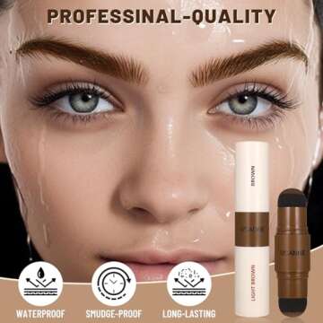 UCANBE 25PCS Eyebrow Stamp Stencil Kit With Dual-Color Eyebrow Stamp Pomade,20 Reusable Eyebrow Stencils,Finising Powder,Brush,Eyebrow Razor,Zipper Pouch,Waterproof Eye Brow Stamping and Shaping Kit02