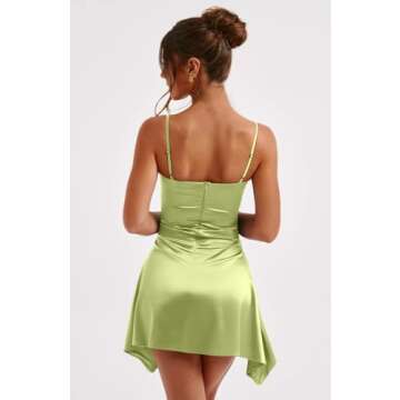 Memoriesea Women's Satin Sleeveless Mini Club Dress in Tender Green