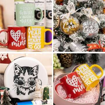 TECKWRAP Shimmer Vinyl Glitter Adhesive Sheets for Craft Cutter 12" x 12" 10 Sheets/Pack