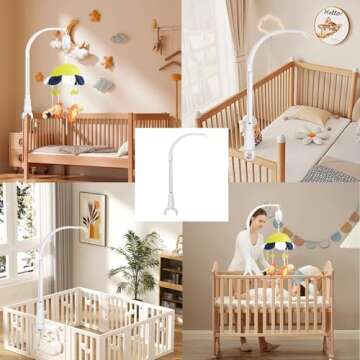DIY 23 inches Crib Mobile arm Nursery Mobile arm Baby Mobile Hanger ,Adjusting The Claw Width of Mobile Hanger ,Mobile arm for Crib