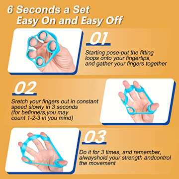 Pnrskter Hand Grip Strengthener, Finger Exerciser, Grip Strength Trainer (6 PCS),New Material,Forearm Grip Workout, Finger Stretcher, Relieve Wrist Pain, Carpal Tunnel. (Finger Exerciser)