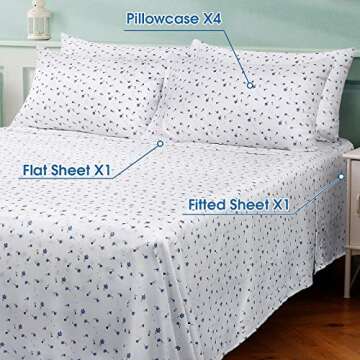 HOMEIDEAS 6 Piece Printed Bed Sheets for Elegant Comfort