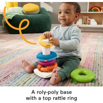 Fisher-Price Baby Toy Sensory Rock-a-Stack, Rings with Fine Motor Activities for Developmental Play for Infants Ages 6+ Months