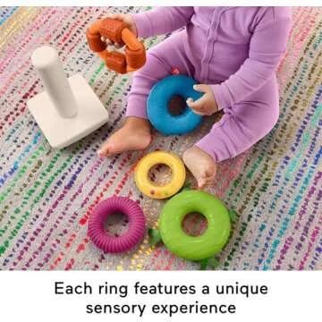 Fisher-Price Baby Toy Sensory Rock-a-Stack, Rings with Fine Motor Activities for Developmental Play for Infants Ages 6+ Months