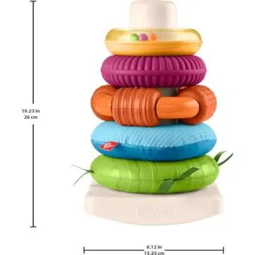 Fisher-Price Baby Toy Sensory Rock-a-Stack, Rings with Fine Motor Activities for Developmental Play for Infants Ages 6+ Months