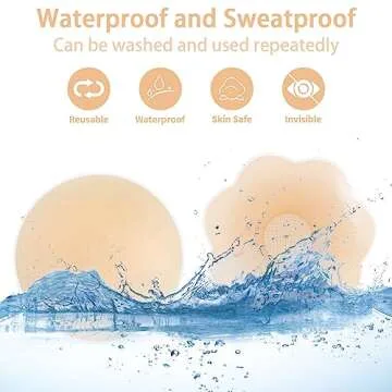 Nunibum 10 Pairs Nipple Covers for Women, Silicone Nipple Pasties Sticky Invisible, Reusable Waterpr...