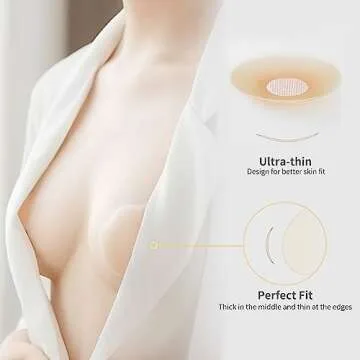 Nunibum 10 Pairs Nipple Covers for Women, Silicone Nipple Pasties Sticky Invisible, Reusable Waterproof Adhesive Breast Petals Beige