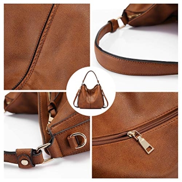 Large Designer Hobo Bag for Women - Faux Leather Bucket Purse