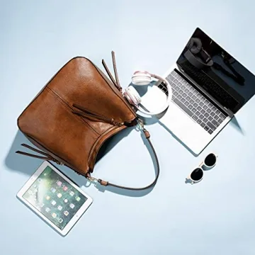 Large Designer Hobo Bag for Women - Faux Leather Bucket Purse