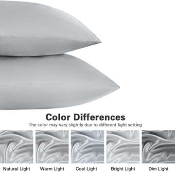 Satin Pillowcase for Hair and Skin, Set of 2 Silver Grey Silk Pillowcase Queen Satin Pillowcase with Envelope Closure(Silver Grey,20x30 inches)