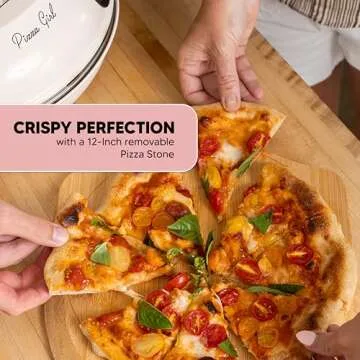 Crispy Crust Pizza Oven by PIZZA GIRL – Stylish Electric Pizza Oven Indoor Portable, 12 Inch Indoor Pizza Oven Countertop, Pizza Maker Heats up to 795˚F for Stone Baked Pizza at Home (Vintage Vanilla)