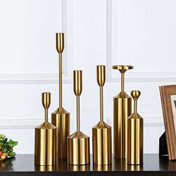 Sziqiqi Tall Candlestick Holders for Taper Candles Decorative Candle Holder Set of 6, Gold Finish fo...