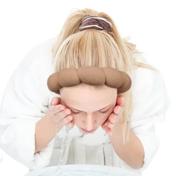 Zkptops Spa Headband for Washing Face Wristband Set Sponge Makeup Skincare Terry Cloth Bubble Soft Get Ready Hairband for Women Girl Puffy Padded Headwear Non Slip Thick Hair Accessory(Brown-2)