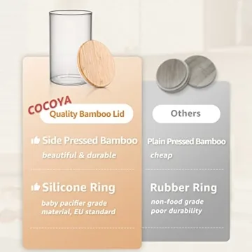 COCOYA 32 FL Oz Glass Jars with Bamboo Lid Set - 4 Pack