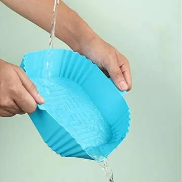 LYHOLKEER Silicone Air Fryer Liners, 4Pcs 7.6inch Reusable Square Air Fryer Silicone Liners for 3-6QT Air Fryer,Replacement Of Flammable Parchment Paper,Food Safe,Easy to Clean,Air Fryers Accessories