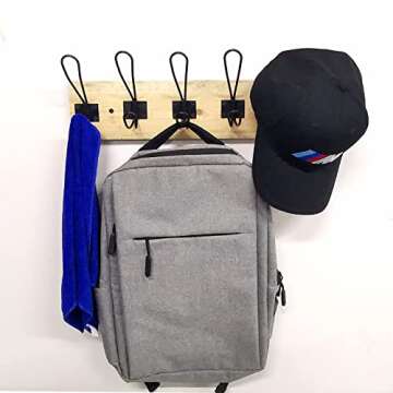 LLPJS Farmhouse Rustic Style Coat Hooks, Coat Rack Towel Hanger for Coats and Hats or Bags Clothes Hanging, Entryway Board Wall Mounted Hooks (12 Pack)