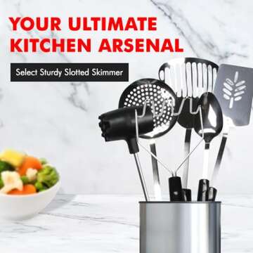 Chef Craft Select Slotted Sturdy Skimmer, 13 inch, Stainless Steel