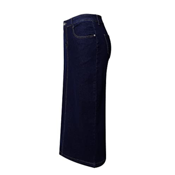 Stylish Women's Midi Jean Skirt - Long Denim for All Occasions