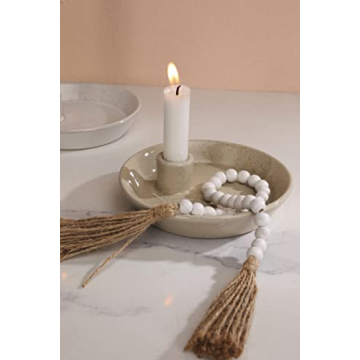 DN DECONATION Gray Ceramic Candle Holder for Home Decor