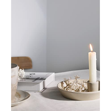 DN DECONATION Gray Ceramic Candle Holder for Home Decor