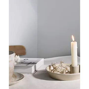 DN DECONATION Gray Ceramic Candle Holder for Home Decor