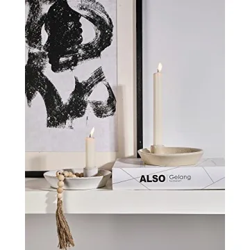 DN DECONATION Gray Ceramic Candle Holder for Home Decor