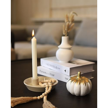 DN DECONATION Gray Ceramic Candle Holder for Home Decor