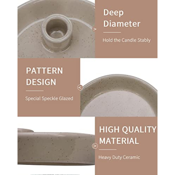 DN DECONATION Gray Ceramic Candle Holder for Home Decor