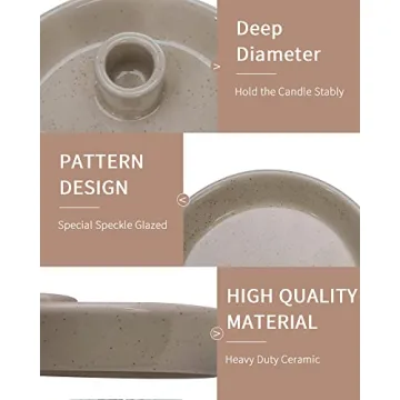 DN DECONATION Gray Ceramic Candle Holder for Home Decor