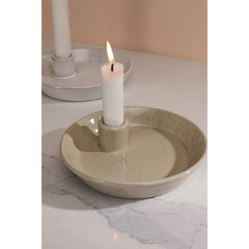 DN DECONATION Gray Ceramic Candle Holder for Home Decor