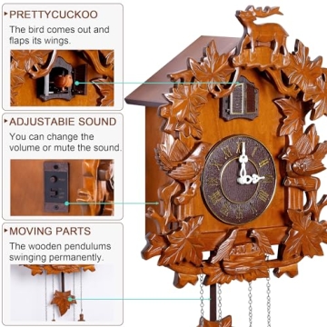 Kendal Handcrafted Wood Cuckoo Clock with Adjustable Sound