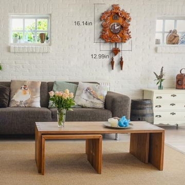 Kendal Handcrafted Wood Cuckoo Clock with Adjustable Sound