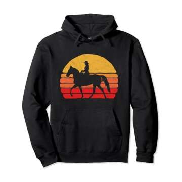 Retro Cowgirl Horse Rider 80s Sun Design Hoodie Pullover