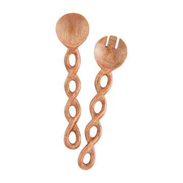 Mud Pie Wood Serving Set - Stylish Twisted Handles for Serving