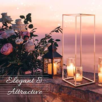 6 Pieces Metal Flower Floor Vase Gold Column Flower Stand 31.5 Inch Tall Floor Vase Geometric Weddin...